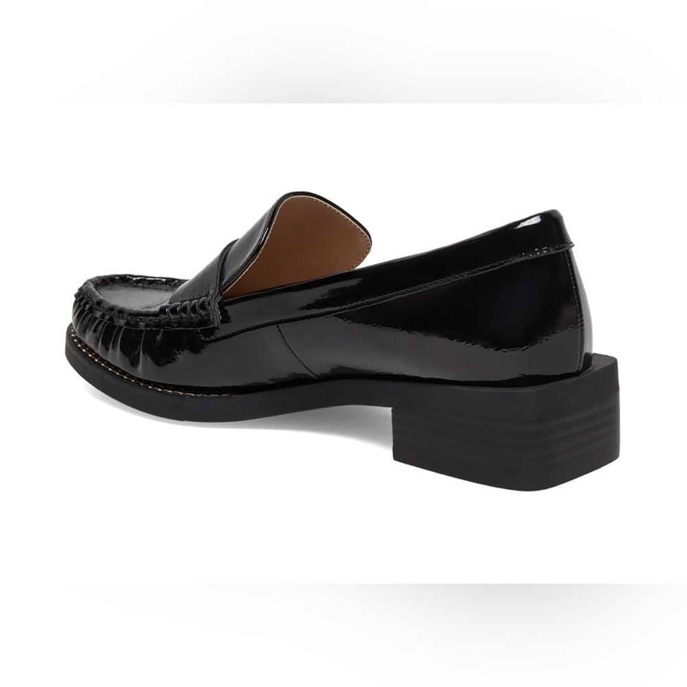 NIB Silent D x Free People Lara Loafer Sz 38 Black Patent Crinkle Vegan - Picture 4 of 13
